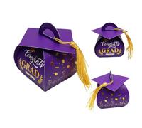 IEEDFJKK Coffret cadeau de bonbons au chocolat avec élégant marquage à chaud et détails de pompons faits à la main. Le papier de la boîte à bonbons peut être réutilisé, violet 30 pièces