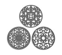 IEEDFJKK Coussinets Chauds 3 pièces pour casseroles et poêles - Dessous de Plat en Silicone résistant aux Hautes températures, Gris foncé, 20cm