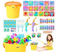 IEEILULU Aqua Gelz Set Pêche, Gels Magiques 3D CréAtifs avec 2 Cannes à Pêche, Magic Water Elf avec 14 Gels Colorés,18 Moules, Jouet magique en gel d'eau 3D pour Enfants Garçons et Filles 3+ (Chick)