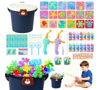 IEEILULU Aqua Gelz Set Pêche, Gels Magiques 3D CréAtifs avec 2 Cannes à Pêche, Magic Water Elf avec 14 Gels Colorés,18 Moules, Jouet magique en gel d'eau 3D pour Enfants Garçons et Filles 3+ (Bear)