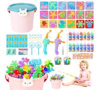 IEEILULU Aqua Gelz Set Pêche, Gels Magiques 3D CréAtifs avec 2 Cannes à Pêche, Magic Water Elf avec 14 Gels Colorés,18 Moules, Jouet magique en gel d'eau 3D pour Enfants Garçons et Filles 3+ (Rabbit)