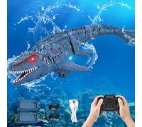 IEEILULU Bateaux Telecommander, Jouet Mosasaure Télécommandé 2.4G, Bateau de Dinosaure Electrique Mosasaure avec Lumière et USB, Jouets Aquatiques Cadeau pour Garçons et Filles de 8+ Ans (Bleu)