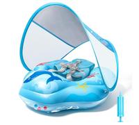 IEEILULU Bouee Bebe, Bouee Piscine Bebe avec Pare Soleil e Siège, Bouée Bébé Flotteur Piscine avec Autocollants de Réparation, Bouée Siège Bébé pour Piscine Plage Vacances de 6 à 36 Mois (Bleu)
