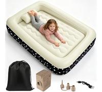 IEEILULU Matelas Gonflable Enfant, Lit Gonflable Enfant avec Rebord, Pompe Électrique, Oreiller, Lit de Voyage Floqué Gonflage Rapide pour Voyages Camping ou la Maison (Noir)