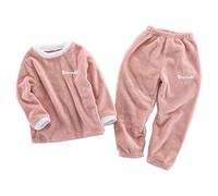 IEFIEL Bebe Fille Garçon Ensembles de Pyjama Chaud Hiver Polaire Flanelle sous Vêtements Nuit 2 Pièces Enfant Haut + Pantalon Sleepwear Rose 5-6 Ans