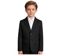 IEFIEL Costumes Mariage Soirée Enfant Garçon Vestons Blazer Baptême Cérémonie Costume Smoking Garçon d'honneur Gala Tuxedo Jacquard IA Noir 11-12 Ans