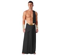 IEFIEL Deguisement Dieu Chevalier Homme Guerrier Gladiateur Roman Costume Grec Ancien Médiéval Cosplay Soldat Armure Tenu Party Clubwear Greek-Noir M