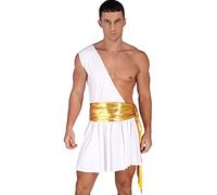 IEFIEL Deguisement Dieu Chevalier Homme Guerrier Gladiateur Roman Costume Grec Ancien Médiéval Cosplay Soldat Armure Tenu Party Clubwear Guerrier Blanc XL