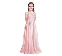 IEFIEL Enfant Filles Robe De Mariage Princesse Dentelle Longue Robe De Soirée Cocktail sans Manches Robes Bustier Baptême Demoiselle Honneur Fête