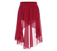 IEFIEL Enfant Tutu Jupe Danse Ballet Patineuse Fille Jupe Patinage Latine Jazz Tango Salsa Jupe Plissée Haut-Bas Jupe Studio Pratique 6-16 Ans Rouge 12 Ans
