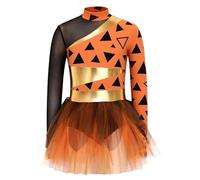 IEFIEL Fille Combinaison Léopard Préhistorique Costumes De Homme Des Cavernes Pour Filles Tenue Danse Cosplay Filles Préhistoriques Noël Orange 5-6 ans