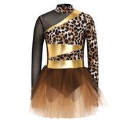 IEFIEL Fille Combinaison Léopard Préhistorique Costumes De Homme Des Cavernes Pour Filles Tenue Danse Cosplay Filles Préhistoriques Noël Brun 15-16 ans