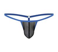 IEFIEL Homme String Ficelle Maille Transparent T-Back Sexy Hot Thong sous-vêtements Voir à Travers Lingerie Erotique Slips Classique Taille Basse S-XXL Noir XXL