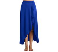 IEFIEL Maxi Jupe Danse du Ventre Femme Jupe évasée Bal Flamenco Longue Jupe Ballet Latine Cancan Menuet Performance Élastique Jupe Eté Plage Grande Taille S-XXL Bleu XXL