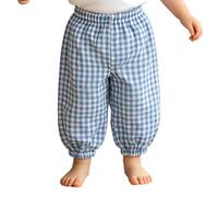 IEFIEL Pantalons Harem Quadrillés pour Bébé Pantalons Jogging Décontractés Harem Amples Princesse Arabe Jupes Culottes en Coton Jeu De Rôle Bleu 5-6 Ans