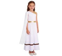 IEFIEL Robe Toge Grecque Et Romaine Antique Costume Toge Pour Filles Costume De Mythologie Grecque Romaine Pour Enfant Toga Filles Anniversaire Blanc 13-14 ans