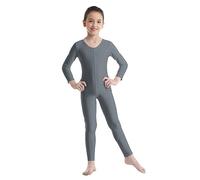 IEFIEL Unisexe Enfant Justaucorps Gymnastique Danse Fille Garçon Leotard Ballet Sport Yoga Salopette Combinaison Manches Longue Bodysuit 3-14 Ans Gris 8-10 ans