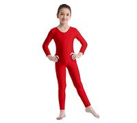 IEFIEL Unisexe Enfant Justaucorps Gymnastique Danse Fille Garçon Leotard Ballet Sport Yoga Salopette Combinaison Manches Longue Bodysuit 3-14 Ans Rouge 7-8 ans