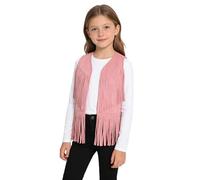IEFIEL Veste Cowboy Enfant Décorée Studs et Franges pour Fêtes Costume Western Rose 5-6 ans