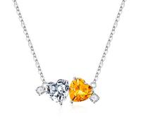 Iefil Collier double pierre de naissance pour femme - Collier avec pierre de naissance en argent sterling 925 0,8 ct, cadeau d'anniversaire pour femme, fête des mères, Noël, cadeau pour elle, épouse