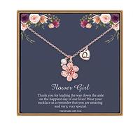 IEFLIFE Cadeau pour demoiselle d'honneur, collier initiale en forme de cœur plaqué or 14 carats, cadeau de mariage pour filles, or rose, inconnu