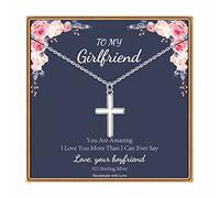 IEFLIFE Collier avec croix en argent sterling 925 - Cadeau de confirmation pour femme - Cadeau de baptême pour filles, Noël, Saint-Valentin, fête des mères, Argent sterling, Pas de gemme