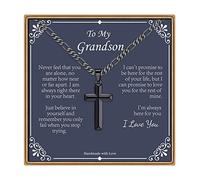 IEFLIFE Collier avec croix pour homme, argent/noir/doré, chaîne figaro pour homme, fête des pères, Noël, baptême, cadeau religieux chrétien pour papa, fils, grand-père, petit ami, mari, Acier