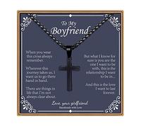 IEFLIFE Colliers en forme de croix pour homme, argent/noir/doré, collier avec chaîne vénitienne pour homme, fête des pères, Noël, baptême, cadeau chrétien pour papa, fils, petit ami, mari, beau-père