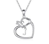 IEFSHINY Collier avec pendentif éléphant porte-bonheur en forme de cœur pour femme, fille, amie, Métal, Zircone cubique