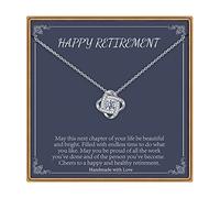 Ieftop Collier pour femme, plaqué or blanc 14 carats avec nœud d'amour pour femme, infirmière, collègue, cadeau d'adieu, enseignante, départ à la retraite pour femme 2023, Métal, Zircone cubique