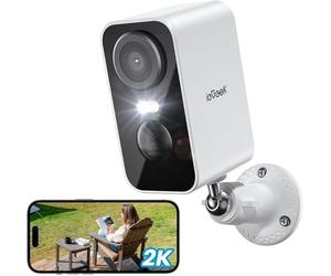 ieG améra de surveillance 2K/3MP pour extérieur/intérieur, batterie | Installation facile, caméra de surveillance avec vision nocturne colorée, détection de mouvement PIR, local/cloud, IP65