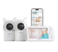ieGeek 1080P/ 5" Babyphone 2 Caméras,PTZ 355° Baby Phone Vidéo connecté Smartphone, Visiophone avec Alertes Intelligentes/Vision Nocturne/Suivi Automatique (Baby 7 avec 2 Cameras)