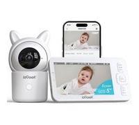 ieGeek 1080P/ 5" Babyphone Caméra,PTZ 355° Baby Phone Vidéo connecté Smartphone, Visiophone avec Alertes Intelligentes/Vision Nocturne/Suivi Automatique Blanc