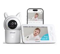 ieGeek 1080P/ 5" Babyphone Caméra,PTZ 355° Baby Phone Vidéo connecté Smartphone, Visiophone avec Alertes Intelligentes/Vision Nocturne/Suivi Automatique (Baby 7)