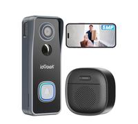 ieGeek 2,5K 5MP Sonnette sans Fil Exterieur Etanche, 166° Sonnette Vidéo avec Caméra Compatible Alexa, Install Facile, Détection IA, IP65 Étanche, Vision Nocturne, WiFi 2,4 GHz Uniquement