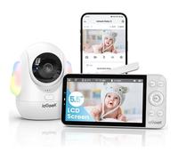 ieGeek 2.5K Babyphone Camera avec Veilleuses Colorées, 5.5"" Camera Bebe avec App,Détection D'occlusion des Visages&Mouvements,Suivi
