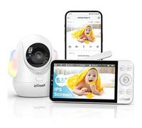 ieGeek 2.5K Babyphone Camera avec Veilleuses Colorées, 5.5 Camera Bebe avec Application Telephone, Détection D'occlusion des Visages, Surveillance des Mouvements, Suivi Automatique Blanc