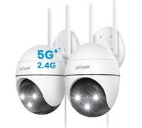 ieGeek 2 Pièces 2K Camera Surveillance 2.4&5Ghz WiFi Exterieure 360° Vision Nocturne Couleur Détection Humaine et Suivi Automatique