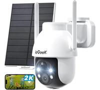 Iegeek 2K 3mp 360 ° PTZ HD caméra de surveillance solaire extérieure, batterie extérieure avec capteur de mouvement PIR, vision nocturne couleur