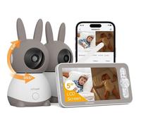 ieGeek 2K/3MP 5"" Babyphone 2 Caméra Bebe,PTZ 360° Baby Phone Vidéo connecté Smartphone, Visiophone avec Alertes Intelligentes