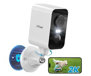 ieGeek 2K Base Magnétique Camera Surveillance WiFi Exterieure sans Fil Batterie, Camera Extérieure/Intérieure, Vision Nocturne Couleur, Détection de Mouvement PIR, Sirène d'alarme, Étanche IP65