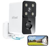 ieGeek 2K Camera Surveillance Exterieure WiFi sans Fil, Caméra Batterie,Vision nocturne couleur, Audio Bidirectionnel,PIR, Sirène