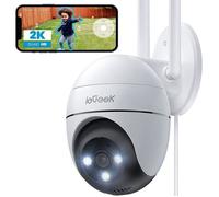 ieGeek 2K Camera Surveillance WiFi Exterieure, 360° Camera IP, Vision Nocturne Couleur, Détection Humaine, Audio Bidirectionnel