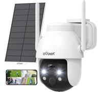 ieGeek 2K Camera Surveillance WiFi Exterieure sans Fil - 360° PTZ Camera Exterieur sans Fil Solaire Vision Nocturne Couleur, Détection Humaine PIR, Audio Bidirectionnel, IP66, ZY C2 (Girs)