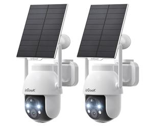 ieGeek 2K Camera Surveillance WiFi Exterieure sans Fil - 360° PTZ Camera Exterieur sans Fil Solaire Vision Nocturne Couleur, Détection Humaine PIR, Audio Bidirectionnel, IP66, ZY C2 (Blanc-2)