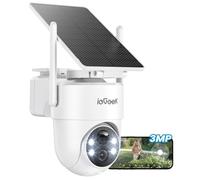 ieGeek 2K Camera Surveillance WiFi Exterieure sans Fil Solaire avec Panneau Solaire Amovible，360° Panoramique PTZ, Vision Nocturne Couleur, Détection Humaine PIR，Sirène，S5