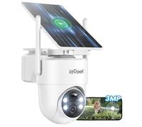 ieGeek 2K Camera Surveillance WiFi Exterieure sans Fil Solaire avec Panneau Solaire Amovible，360° Panoramique PTZ, Vision Nocturne Couleur, Détection Humaine PIR，Sirène，S5