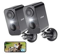 ieGeek 2K Caméra Surveillance WiFi Exterieure sans Fil, Vision Nocturne Couleur, AI & PIR Détection Mouvement, Extérieure/Intérieure, Audio Bidirectionnel, Étanche IP65,Noir,2PCS