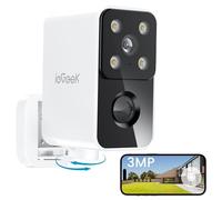ieGeek 2K Rotation à 180° Camera Surveillance WiFi Exterieure sans Fil, Caméra Batterie, Vision Nocturne Couleur, Audio Bidirectionnel, Détection de Mouvement AI et PIR, Sirène, IP65, Local/Cloud, S3