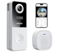 ieGeek Sonnette sans Fil avec Camera, 2K Sonnette sans Fil Exterieur Etanche, Angle Ultra Large de 180°, Audio Bidirectionnel, Vision Nocturne, Détection Humaine PIR, IP65 Étanche, 2.4G WiFi